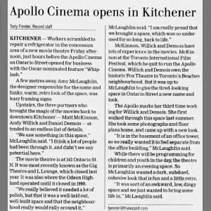 Apollo Cinema opening