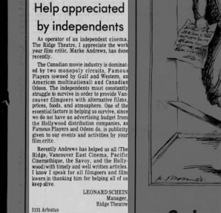 Ridge theatre - letter to the editor