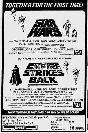 Star Wars/Empire Strikes Back re-release listing