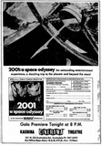 May 1968 newspaper ad for Stanley Kubrick's 2001: A Space Odyssey 