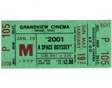 ["Ticket for 2001: A Space Odyssey at Grandview Cinema"]