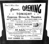 ["Cypress Drive-in Opening"]