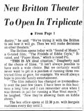 ["Reopening of Britton Cinema as a Triplex"]